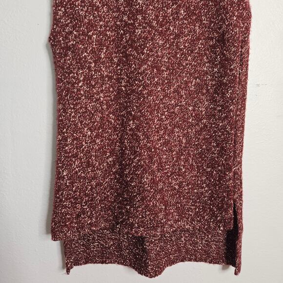 Anthropologie Wool Blend Knit Maxi Turtleneck Tank Sweater Tunic Size S Burgundy - Picture 6 of 13
